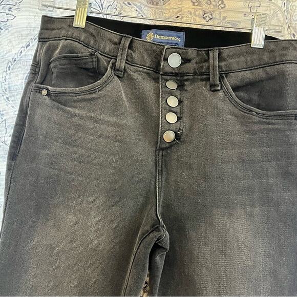 Democracy “Ab” Solution Black Button Front Jeans Size 6 - Picture 4 of 9